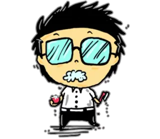 🚿 9b95201e Cartoon, Zahnbürste, Zähneputzen, Zahnhygiene, Person, Brille whatsapp sticker