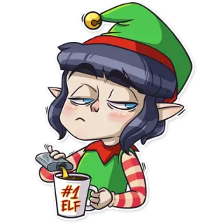 🍷 3f9356ed #1 Elf elfe, weihnachten, alkohol, festlich, cartoon, urlaub whatsapp sticker
