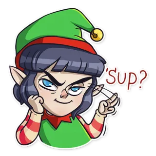 👋 86b74a9b 'sup? elf, Cartoon, Gruß, Sticker whatsapp sticker