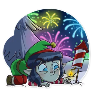 🎆 b238e863 elf, feuerwerk, feier, neujahr, feiertag, festlich, spaß whatsapp sticker