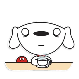 😐 0311d810 犬, コーヒー, 漫画, かわいい, リラックス, 穏やか, ミニマリスト telegram sticker