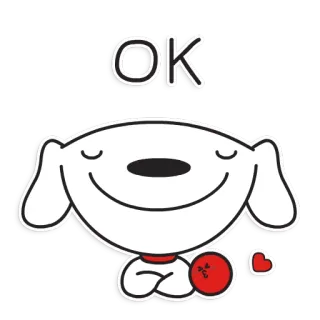 👌 2075fcdd OK 犬, 白, 赤, 動物, 漫画, かわいい, 幸せ telegram sticker