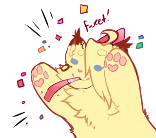 🎉 d0d6578f freck! 卡通, 动物, 狗, 庆祝, 彩带 telegram sticker