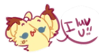 💕 f910082c I luv U!! 卡通, 动物, 爱, 可爱, 贴纸 telegram sticker