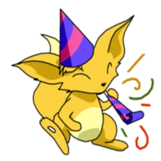 🎉 882f5d0d 狐狸, 动物, 派对, 庆祝, 可爱, 彩带, 卡通, 帽子 telegram sticker