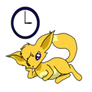 ⏰ c9b8702c 狐狸, 动物, 可爱, 卡通, 时钟, 黄色 telegram sticker