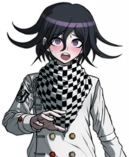 😳 81d8cdd2 Kokichi Oma Danganronpa V3: Killing Harmony อนิเมะ, ประหม่า, ผ้าพันคอ, ตัวละคร, ประหลาดใจ whatsapp sticker