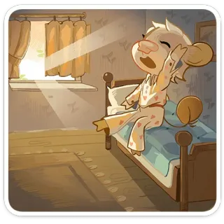 🥱 00787203 cartone animato, animale, mattina, letto, assonnato, pigiama, sveglia telegram sticker