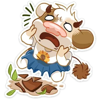 😱 7e80b087 Mucca, Cartone animato, Rotto, Triste, Angosciato, Adesivo, Animale, Carino telegram sticker
