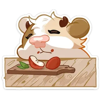 😋 da4a264d carino, animale, mucca, cartone animato, cibo, mela, snack, sano telegram sticker