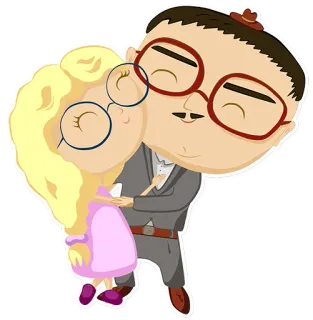 🤗 b31d64bf Kreskówka, Para, Romans, Miłość, Pocałunek, Okulary telegram sticker