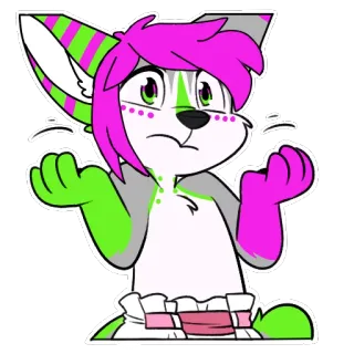 ❔ 24f05a7a 兽人, 动物, 粉色, 绿色, 插画, 卡通 telegram sticker