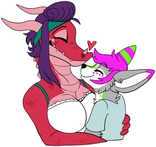 ❤ 2b93999b 兽人, 动物, 卡通, 爱, 心, 龙, 狐狸 telegram sticker