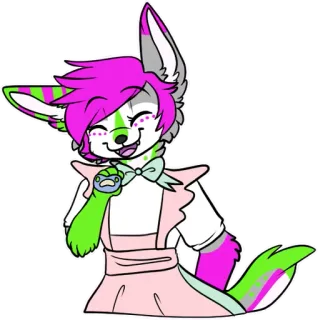 🍼 3eda2c76 兽人, 拟人, 狐狸, 粉色头发, 可爱, 卡通 telegram sticker