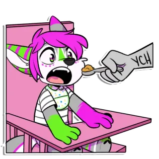 🍴 63f72dfd YCH 兽人, 拟人, 卡通, 喂食, 婴儿, 数字艺术, 艺术 telegram sticker