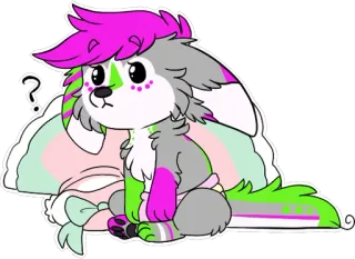 ❓ 70165fe7 ? 问号, 动物, 卡通, 粉色, 灰色, 绿色 telegram sticker