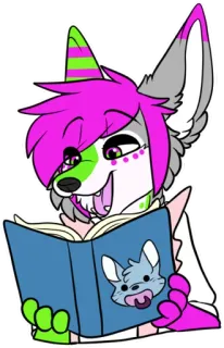 📘 ad020597 兽人, 拟人, 动物, 书, 阅读, 卡通 telegram sticker