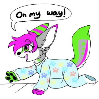 👣 b1d7e85d On my way! 兽人, 动物, 卡通, 拟人, 睡衣, 可爱 telegram sticker