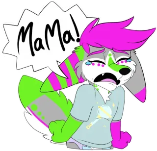 😫 c584629f Mama! 兽人, 哭, 可爱, 卡通, 动物 telegram sticker