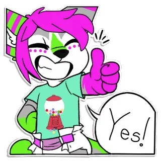 👍 e0962701 Yes! 兽人, 赞, 口香糖机, 积极, 是, 卡通 telegram sticker
