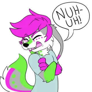 😣 ea0fb2b9 NUH-UH! 兽人, 卡通, 动物, 表情, 不同意 telegram sticker