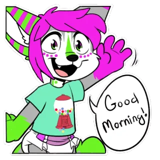 ☀ f8fb626d Good Morning! 兽人, 拟人, 卡通, 早上好, 问候, 动物, 可爱 telegram sticker