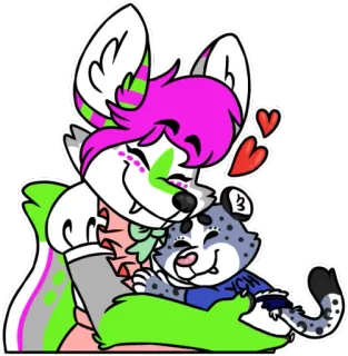 ❤ fbcdd847 兽人, 动物, 卡通, 拥抱, 亲昵, 爱 telegram sticker