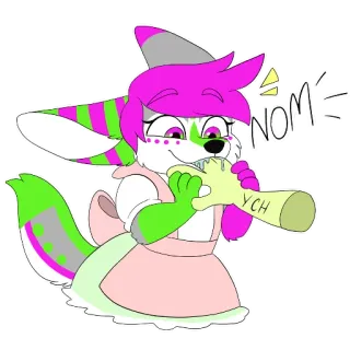 🤤 ff1a9b73 NOM 兽人, 卡通, 动物, 可爱, 粉色, 绿色 telegram sticker