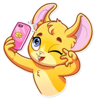 🤳 c91fa0c9 ネズミ, 動物, 自撮り, 漫画, かわいい, 陽気 telegram sticker