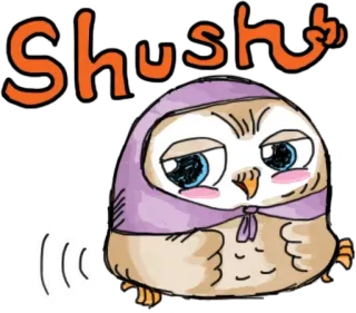 😥 4f6b422e Shush! Eule, Psst, Niedlich, Tier, Cartoon telegram sticker