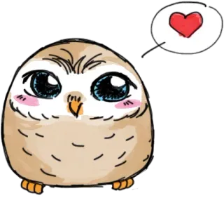 ☹️ b500247c eule, süß, herz, tier, kawaii telegram sticker