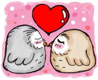 🙄 da0f4eb2 eulen, liebe, herz, süß, vögel, romantik telegram sticker