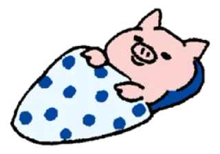 😴 49bbb463 maiale, animale, dormire, coperta, cartone animato, carino, dormire telegram sticker