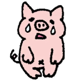 😰 e9a15814 maiale, triste, cartone animato, animale, piangere telegram sticker