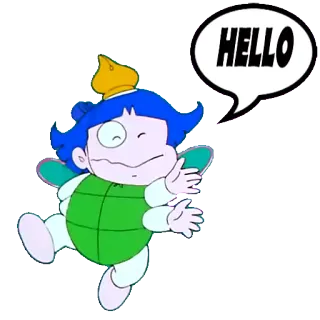 👋 040d11aa HELLO 만화, 안녕하세요, 인사, 캐릭터, 거북이, 요정 telegram sticker