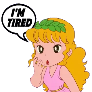😓 ad1765b1 I'M TIRED 피곤, 만화, 애니메이션, 졸림, 지침, 스트레스, 여자, 소녀, 말풍선 telegram sticker