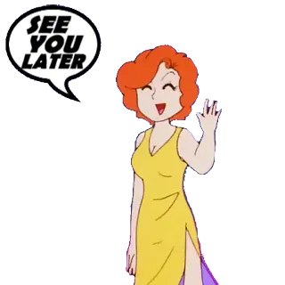 🤗 f93e2bea SEE YOU LATER 여자, 손 흔드는, 만화, 안녕, 작별 telegram sticker