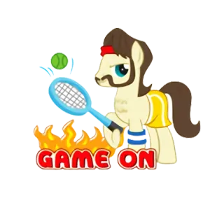 😠 2713a417 GAME ON tennis, sports, pony, game, fire telegram sticker