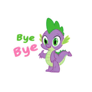 🙃 816eb35e Spike My Little Pony Bye Bye Spike, My Little Pony, dragon, cartoon, bye, wave telegram sticker