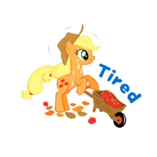 😖 debc15b6 Applejack My Little Pony Tired pony, animal, cartoon, apple, cute, tired telegram sticker