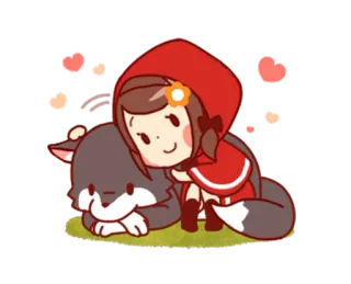 🙂 8052358a Little Red Riding Hood kreskówka, postać, bajka, wilk, czerwony kapturek telegram sticker