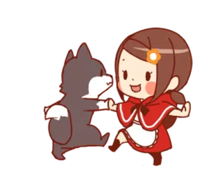 💃 9d62b0ed Little Red Riding Hood bajka, wilk, dziewczyna, czerwony kapturek, kreskówka, słodki telegram sticker