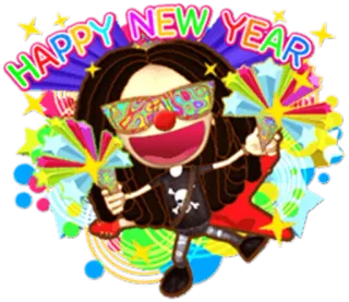 🎉 bfc8cc7b HAPPY NEW YEAR 新年おめでとう, お祝い, お祭り, 漫画, 花火, パーティー, 挨拶 telegram sticker