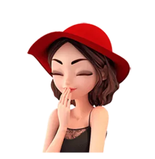🤐 178a5484 dessin animé, femme, chapeau rouge, fille, mignon, mode telegram sticker