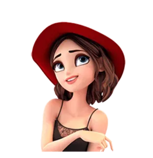 😁 89846247 dessin animé, fille, chapeau, femme, brune telegram sticker