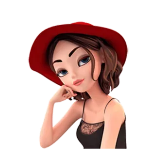 🙂 9d1e4f03 femme, fille, chapeau rouge, dessin animé, 3D telegram sticker