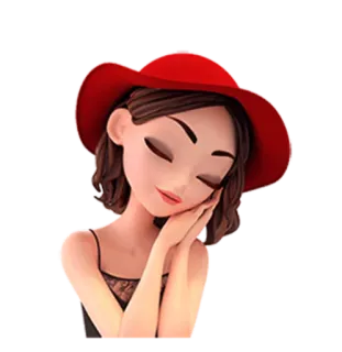 😴 b84b34f2 femme, chapeau, mode, endormi, mignon, illustration telegram sticker