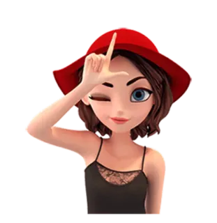 👎 ed85b9e9 fille, dessin animé, chapeau rouge, clin d'œil, loser telegram sticker