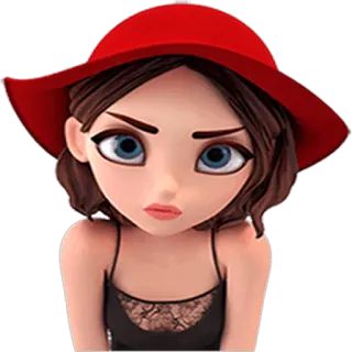 😐 296618dc femme, chapeau rouge, dessin animé, personnage, fille telegram sticker