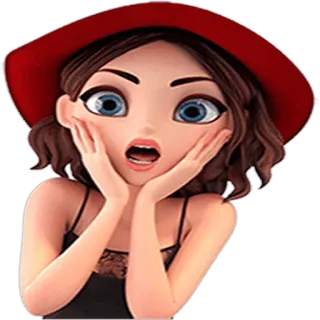 😱 7fb34a33 femme, surprise, dessin animé, femme, choquée, expression, personnage telegram sticker